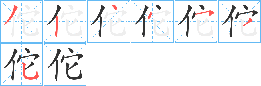 佗的筆順?lè)植窖菔?>
					
                    <hr />
                    <h2>佗的基本信息</h2>
                    <div   id=
