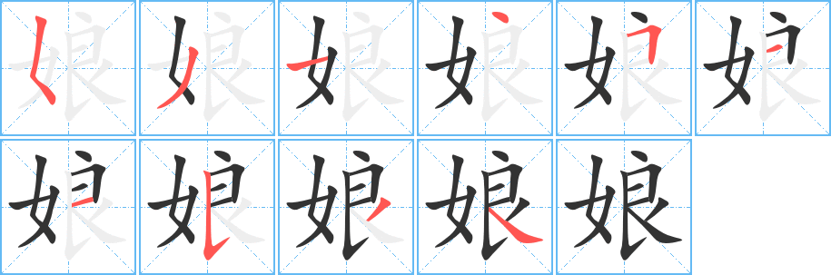 娘的筆順?lè)植窖菔?>
					
                    <hr />
                    <h2>娘的基本信息</h2>
                    <div   id=