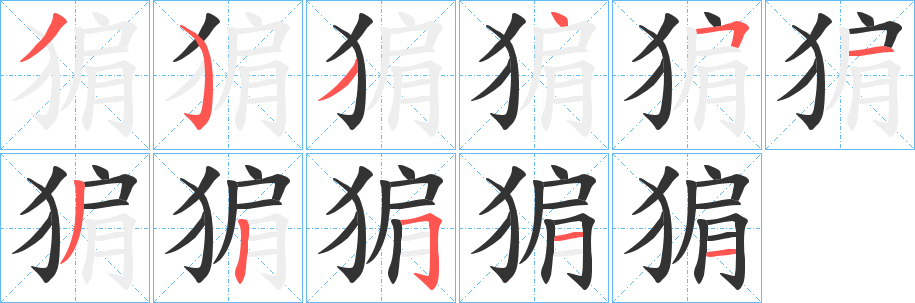 猏的筆順?lè)植窖菔?>
					
                    <hr />
                    <h2>猏的基本信息</h2>
                    <div   id=