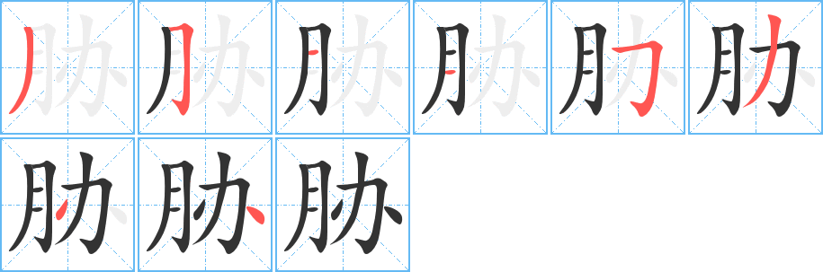 脅的筆順?lè)植窖菔?>
					
                    <hr />
                    <h2>脅的基本信息</h2>
                    <div   id=