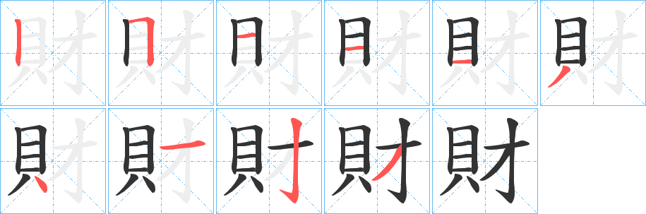 財的筆順分步演示