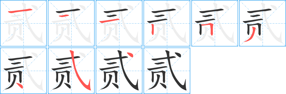貳的筆順?lè)植窖菔?>
					
                    <hr />
                    <h2>貳的基本信息</h2>
                    <div   id=