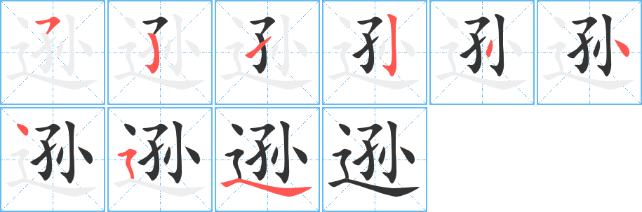 遜的筆順?lè)植窖菔?>
					
                    <hr />
                    <h2>遜的基本信息</h2>
                    <div   id=