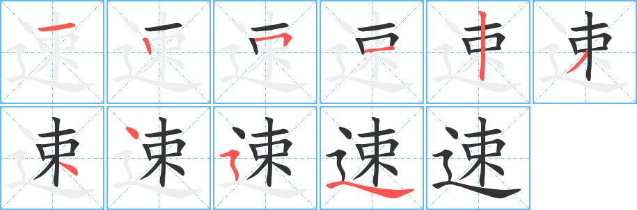 速的筆順?lè)植窖菔?>
					
                    <hr />
                    <h2>速的基本信息</h2>
                    <div   id=