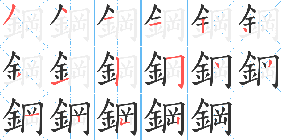 鋼的筆順?lè)植窖菔?>
					
                    <hr />
                    <h2>鋼的基本信息</h2>
                    <div   id=