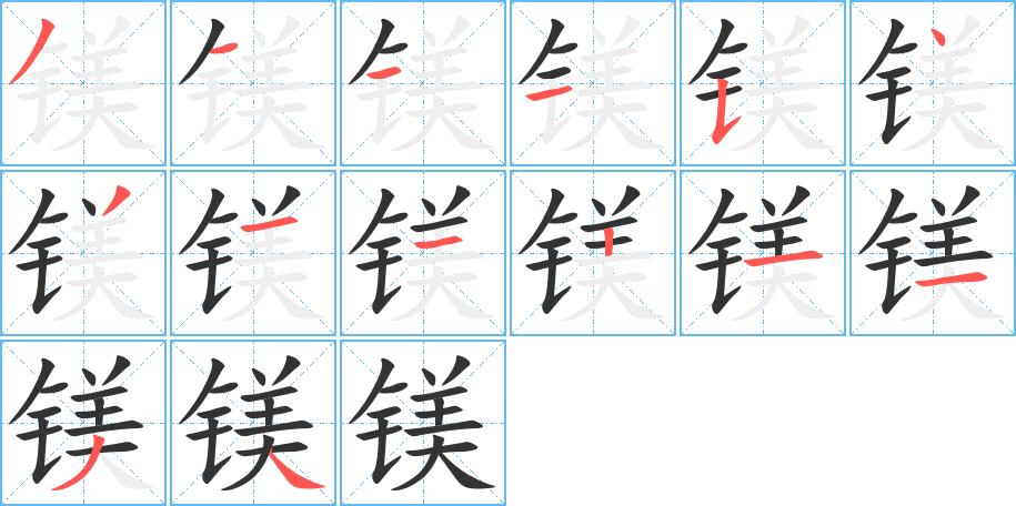 鎂的筆順分步演示