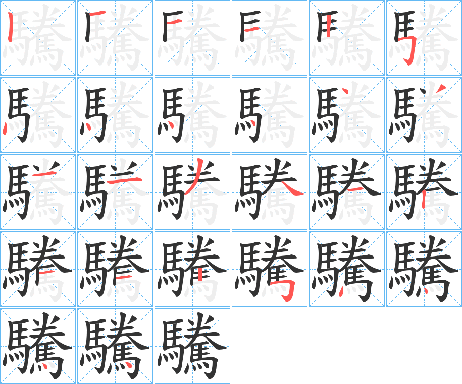 驣的筆順?lè)植窖菔?>
					
                    <hr />
                    <h2>驣的基本信息</h2>
                    <div   id=